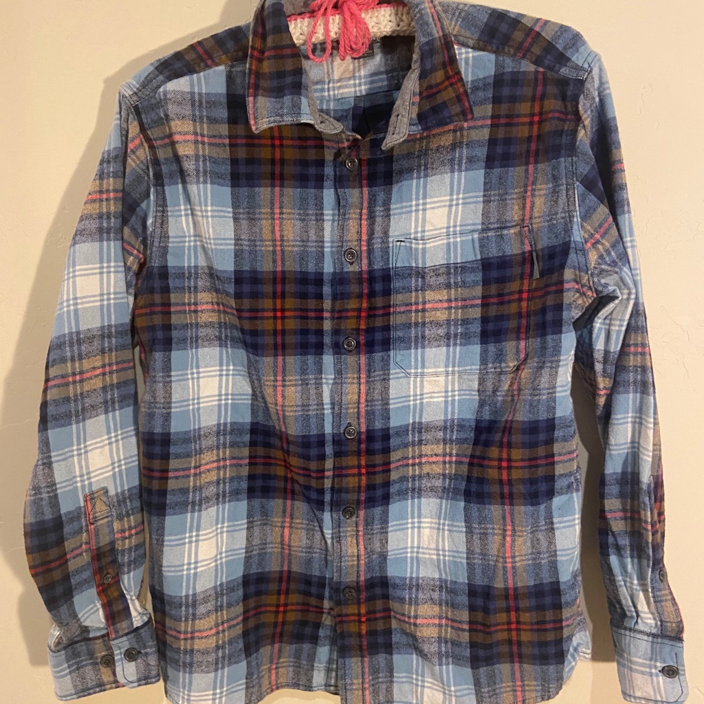 Eddie Bauer Blue Button Down Flannel Shirt Wl
